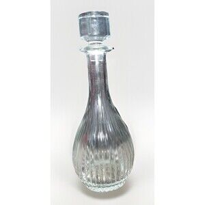 RCR Home & Table Italian Luxion Crystal Decanter 12" Ribbed Teardrop w/ Stopper